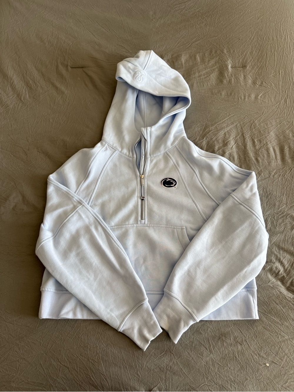 Light Blue Half-Zip Hoodie Sweater